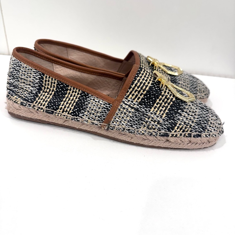 Louise et Cie cream & black espadrilles with gold pineapple detail size 10 NWOT - Picture 3 of 8
